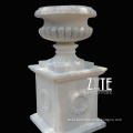 Polished hand carved white marble stone flower pot